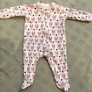 Roller Rabbit Pink Bunny & Navy Heart Footed One-Piece